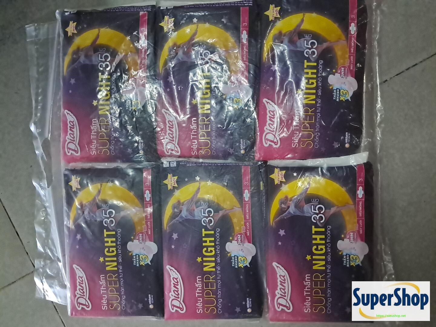 Băng vệ sinh Diana đêm 35cm 3 miếng lốc 6 gói